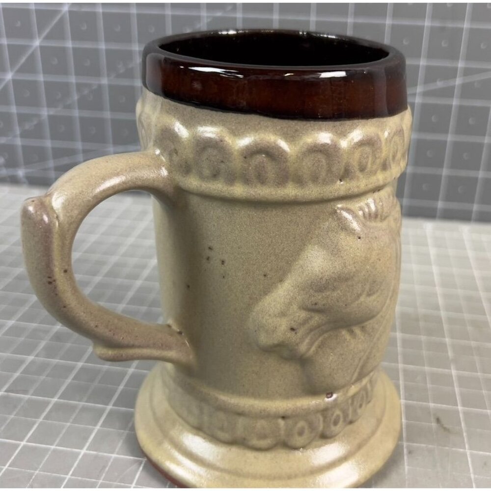 Vintage Ceramic Stein Horse Relief Mexican Art 5.5" Tall Red Clay Collectible - Picture 3 of 7